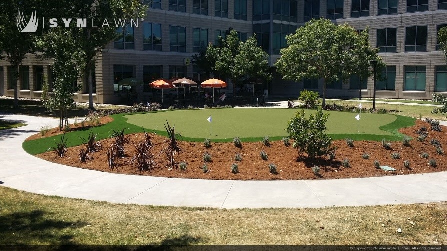 artificial turf landscaping at an office park